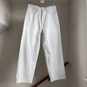 Uniqlo Wide Fit Straight‎ High Rise Jeans Size 32 Off White Denim Baggy Skater